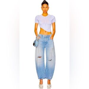 NWT. Good American Good Extreme Barrel Indigo Jeans Size 6